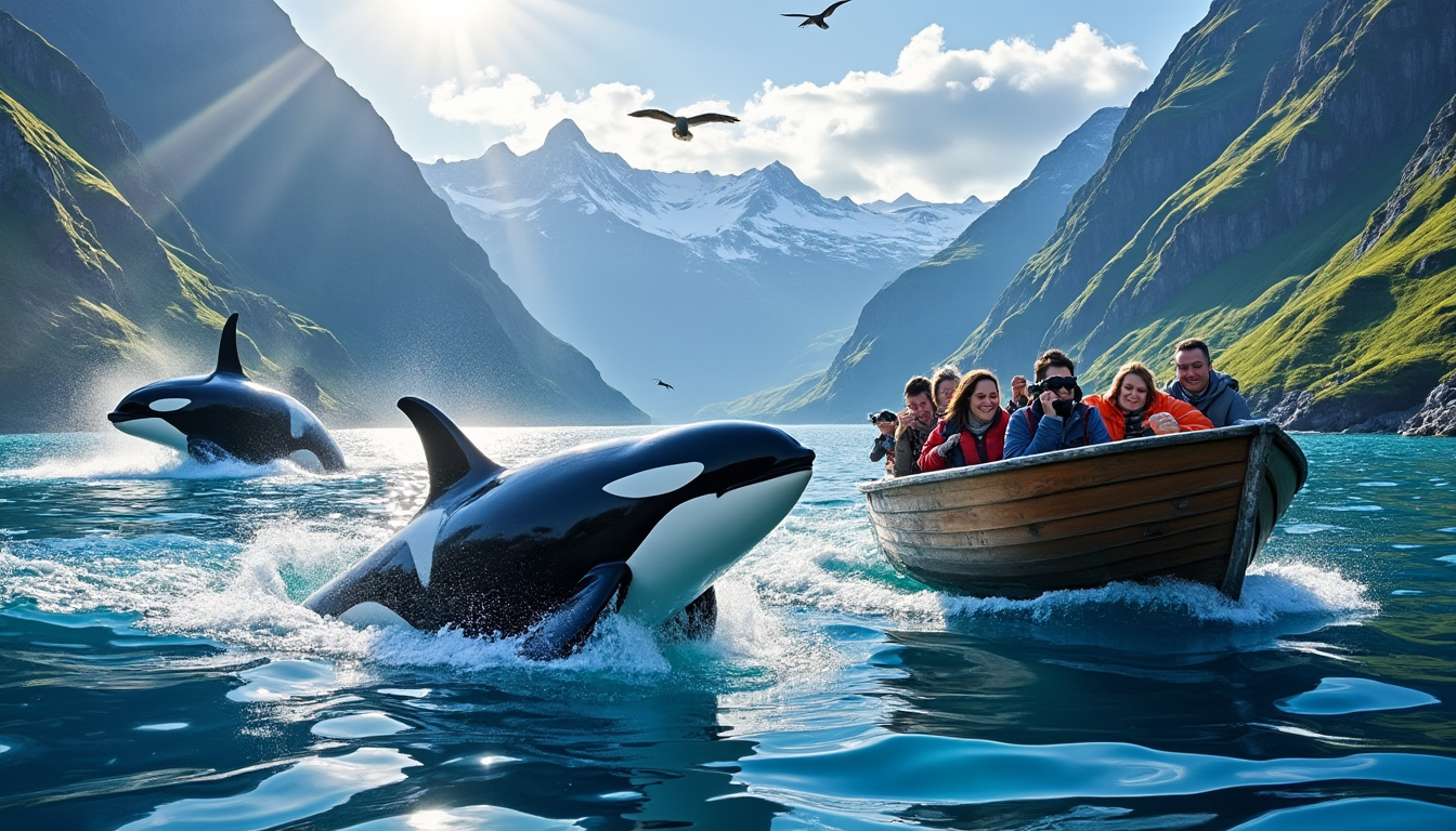 partez à l'aventure en norvège et plongez dans l'univers fascinant des orques. cette journée de découverte marine vous fera vivre des moments inoubliables au cœur de la nature sauvage, où vous pourrez observer ces majestueux prédateurs de l'océan dans leur habitat naturel.