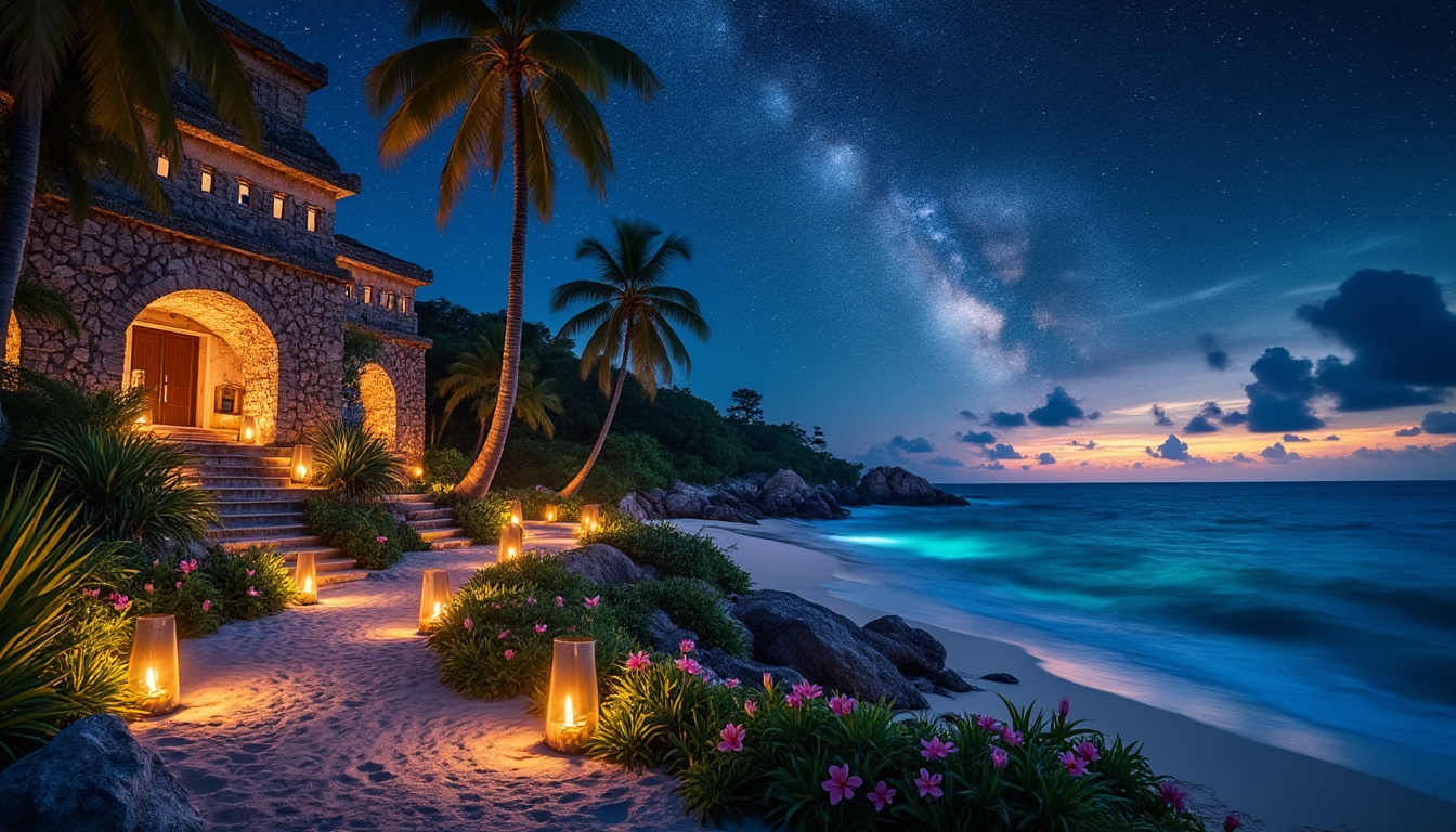 découvrez une expérience nocturne enchantée au sein d'azulik tulum, où le ciel étoilé rencontre les vagues de l'océan. plongez dans une atmosphère unique, alliant nature et élégance, pour des souvenirs inoubliables au cœur du mexique.