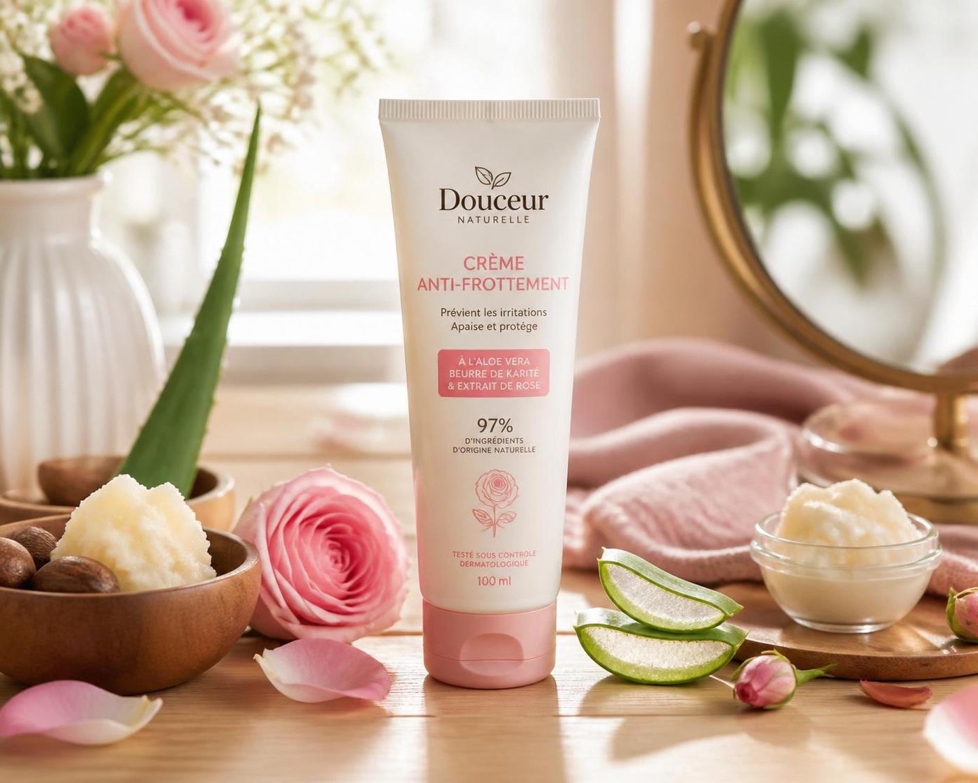 découvrez notre crème frottement cuisses, idéale pour soulager et protéger votre peau naturellement contre les irritations et les frottements quotidiens.