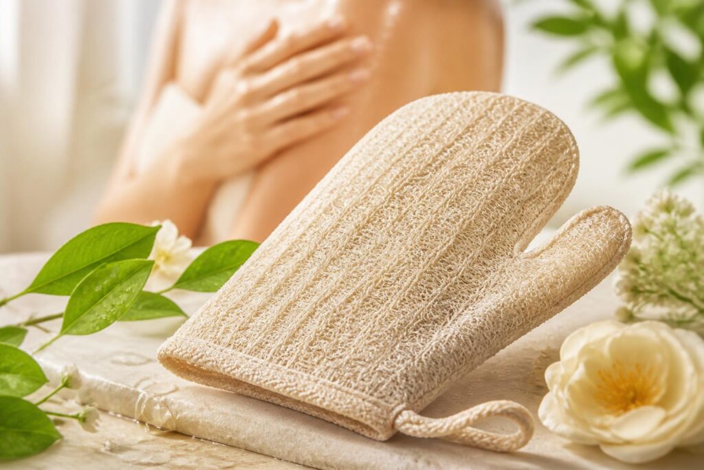 découvrez le gant loofah, l'allié naturel idéal pour exfolier en douceur votre peau, éliminer les impuretés et révéler une peau douce et éclatante.