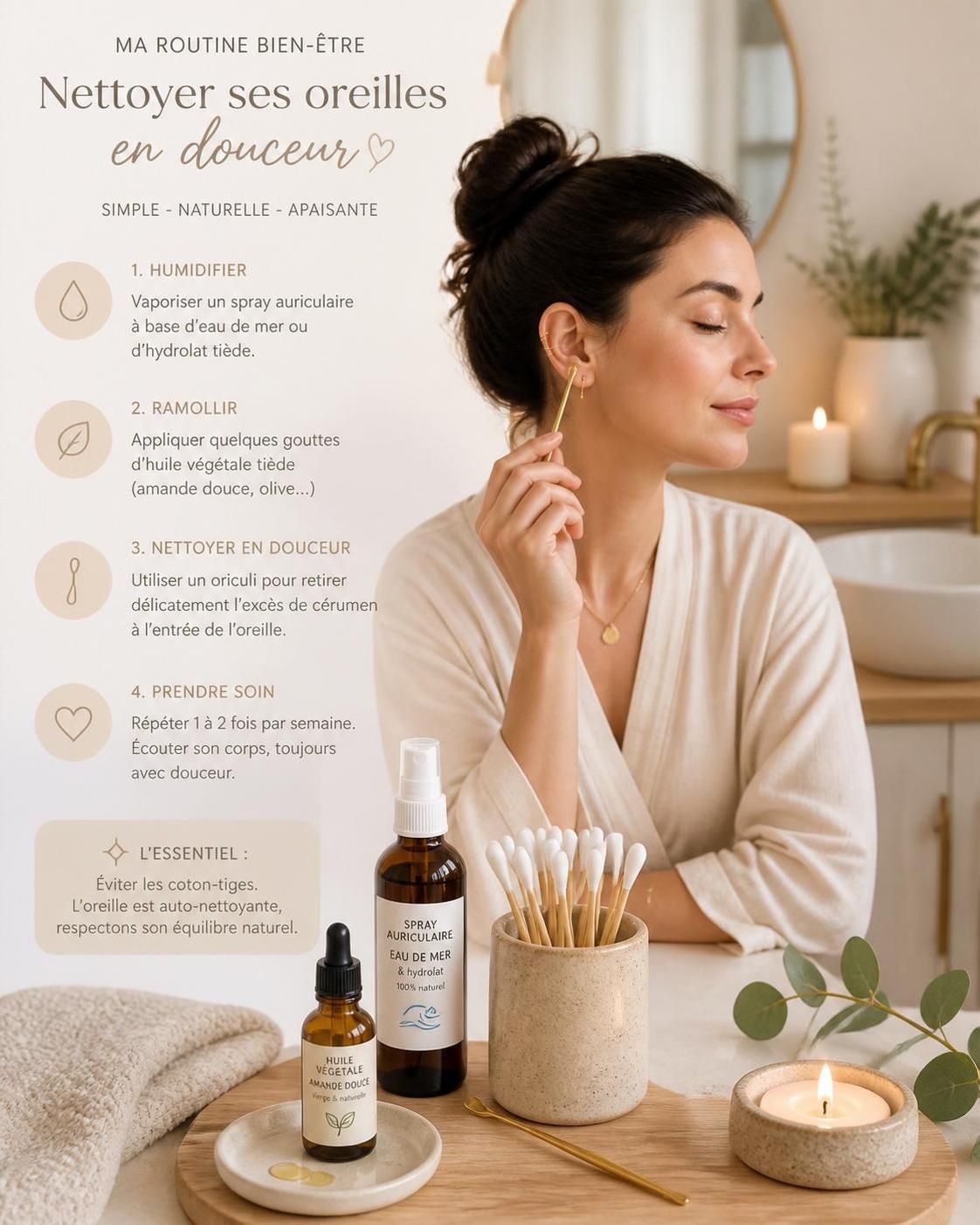 comment se nettoyer les oreilles sans coton tige astuces efficaces et naturelles 1 découvrez des méthodes efficaces et naturelles pour nettoyer vos oreilles sans utiliser de coton-tige, afin de préserver votre santé auditive en toute sécurité.