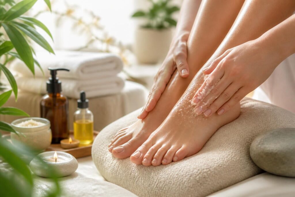 découvrez notre peeling pieds professionnel pour des pieds doux, lisses et sublimés en toute douceur. offrez à vos pieds un soin exfoliant efficace et agréable.