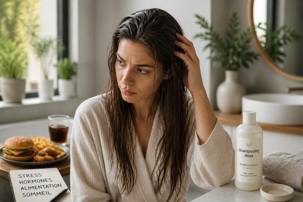 découvrez les véritables causes des cheveux gras, souvent contraires aux idées reçues, et apprenez à les traiter efficacement pour un cuir chevelu sain.
