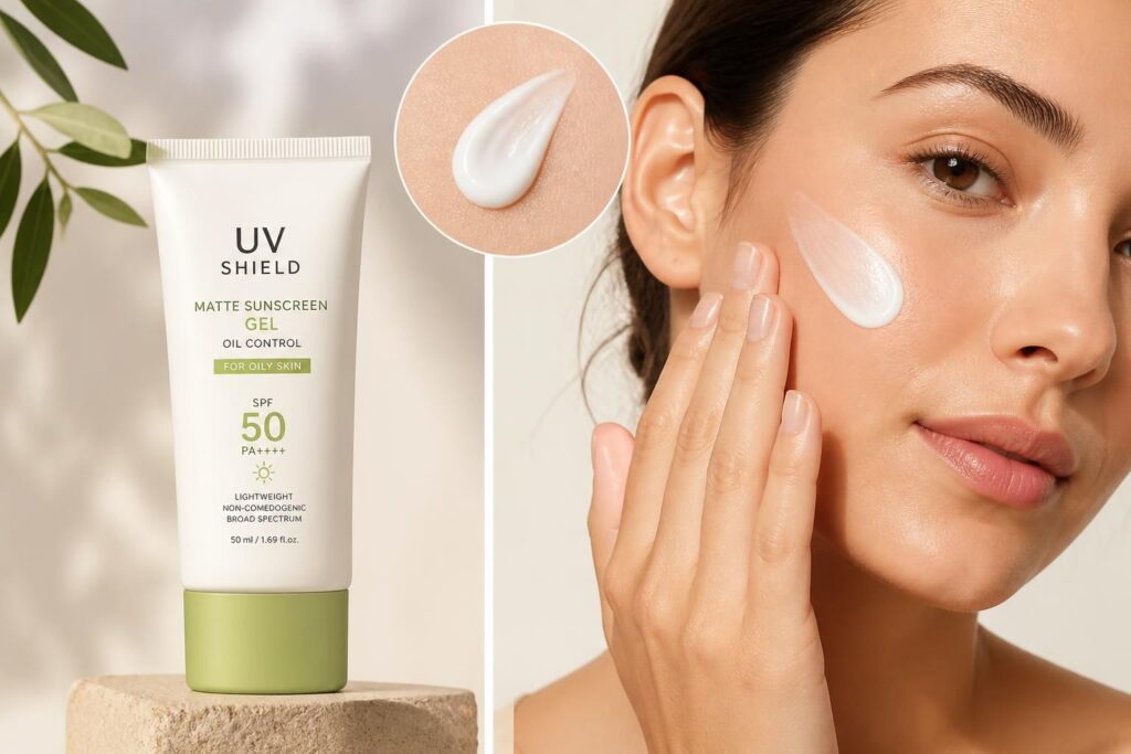 découvrez notre sélection de crèmes solaires visage adaptées aux peaux grasses, avec des textures légères qui matifient la peau sans la faire briller.
