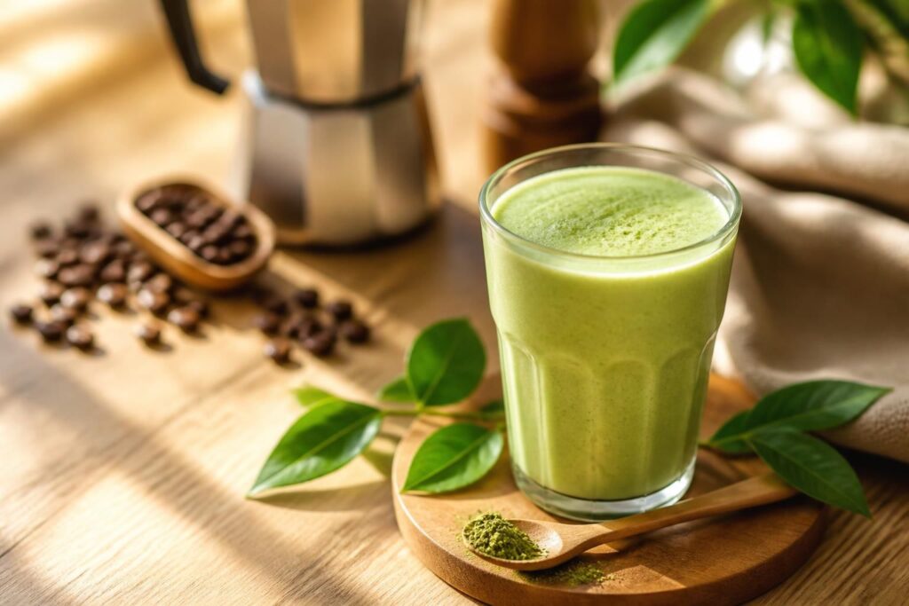 découvrez une recette facile et saine de smoothie au matcha, l’alternative parfaite à votre café du matin pour un boost d’énergie naturel.